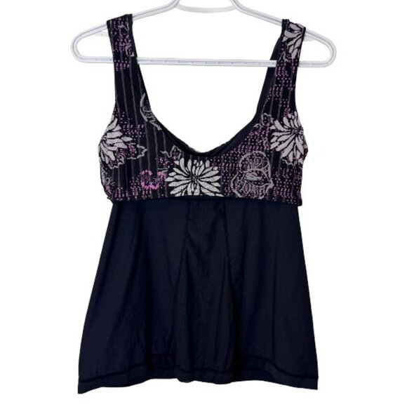 tank top black floral paisley women's S - Picture 2 of 2